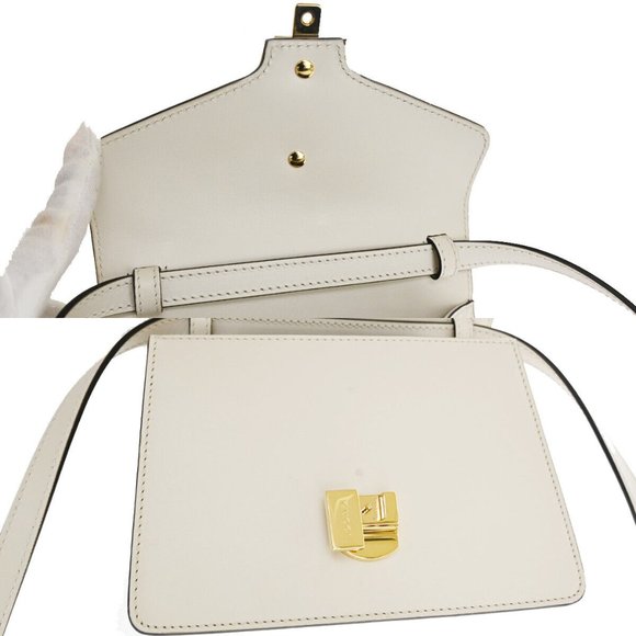 GUCCI Logo Sylvie 2Way Mini Shoulder Hand Bag Leather White Italy 660RJ172 - Picture 10 of 16